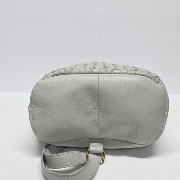 Born Millport Sling Backpack Bag In Woven Light Gray Soft Leather Boho Travel